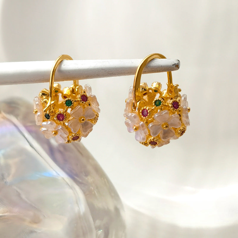 Flower Basket-Shaped Stud Earrings