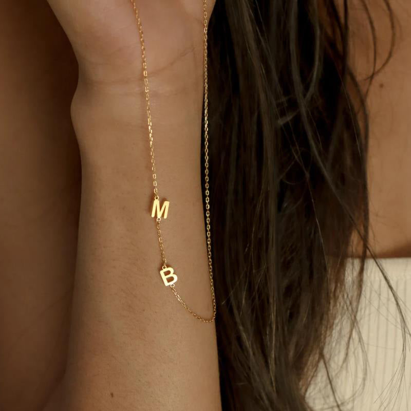 18K Gold Plated Sterling Silver, initial nameplate necklace, best gift for holiday 