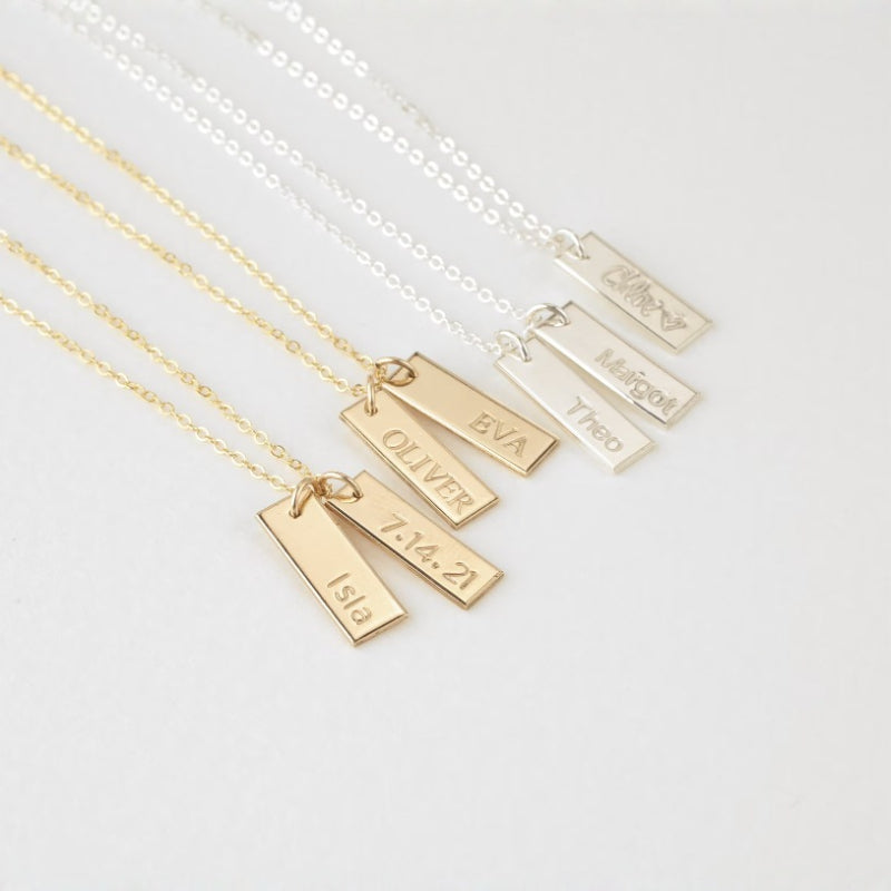 5*15mm Rectangular Engraved Nameplate Necklace