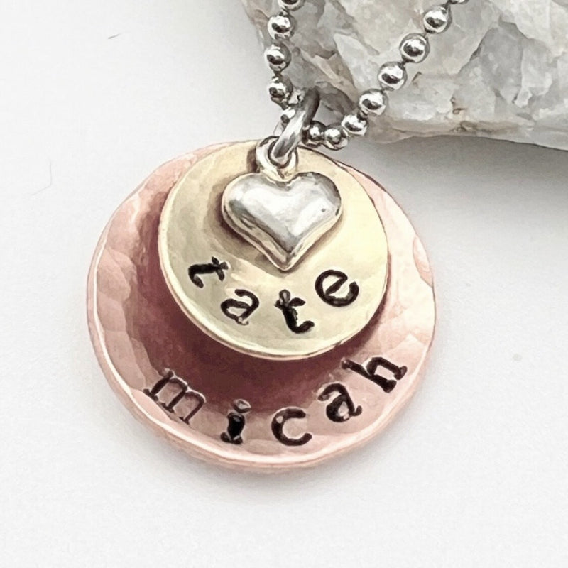 Custom Three Layers Heart Nameplate Pendant