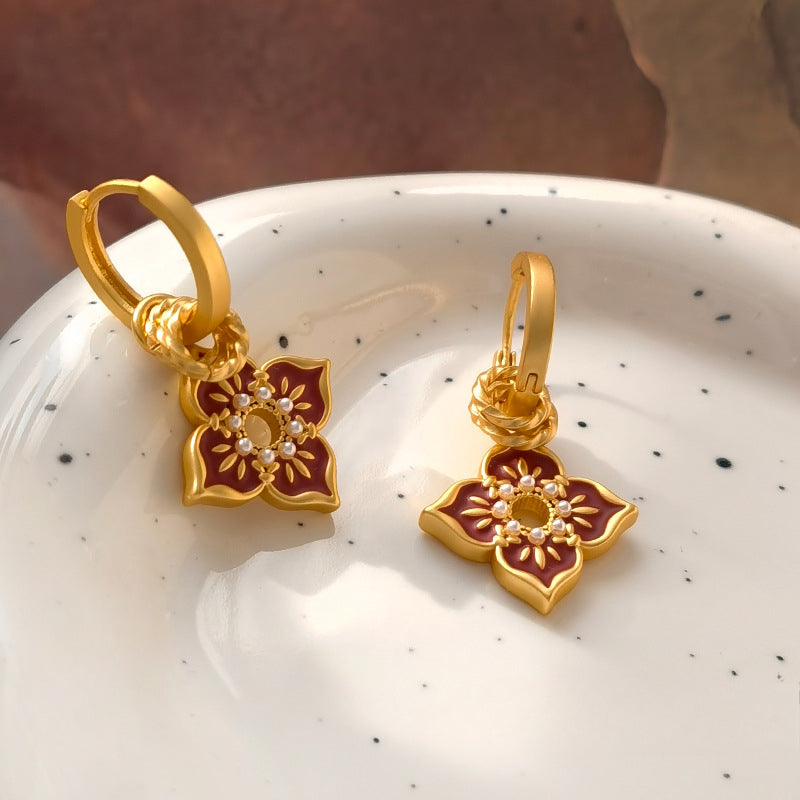 Copper-Plated Gold Vintage-Inspired Drop Earrings