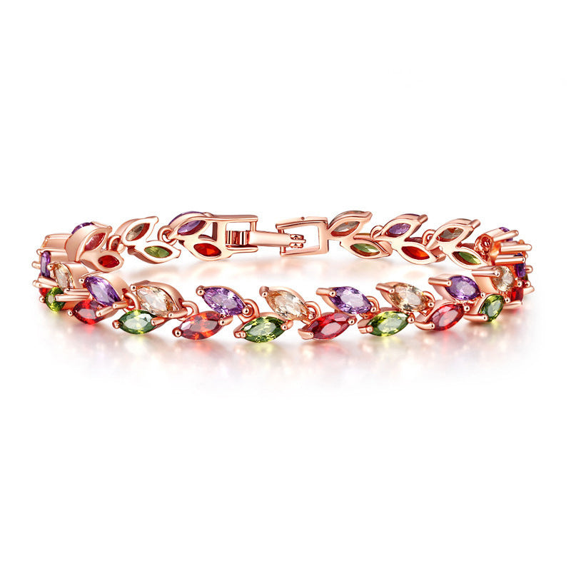 Rainbow Leaf Crystal Bracelet