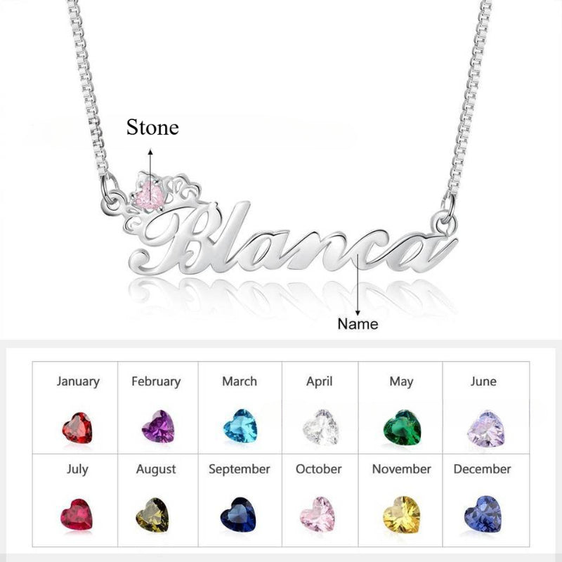 Personalized  Birthstone Zirconia Nameplate Pendant