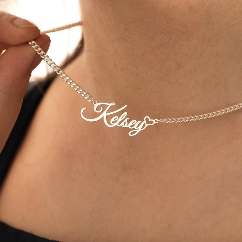 Custom Nameplate Heart Necklace