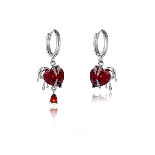 Irregular Red Heart Earrings