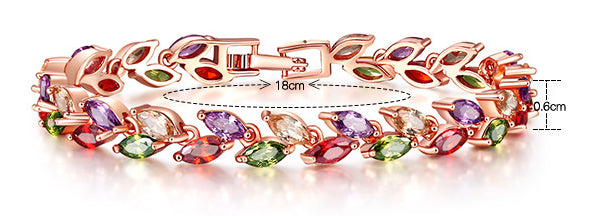 Rainbow Leaf Crystal Bracelet