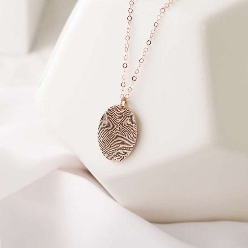 Oval Fingerprint Engraved Nameplate Necklace