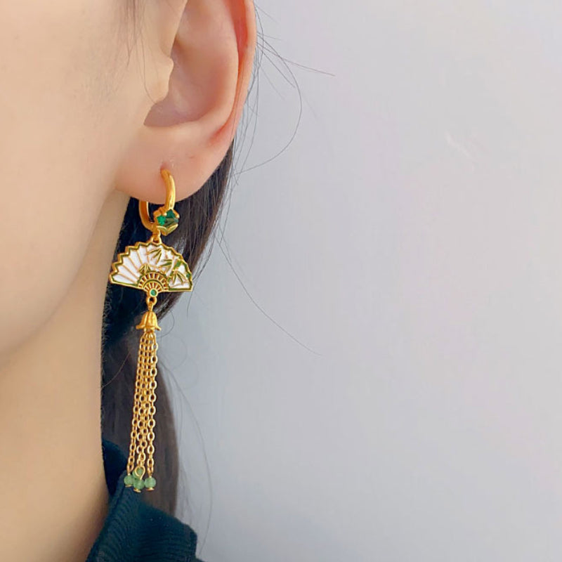 Bamboo Leaf Tassel Earrings