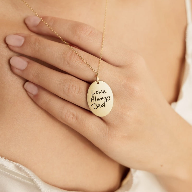 Oval Fingerprint Engraved Nameplate Necklace