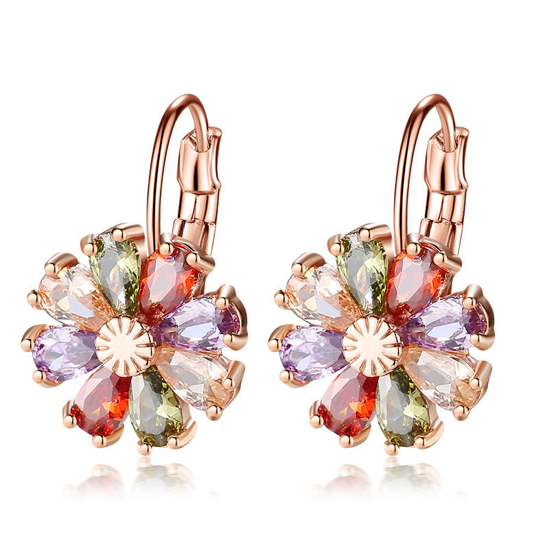 Rainbow Flower Cilp Earrings