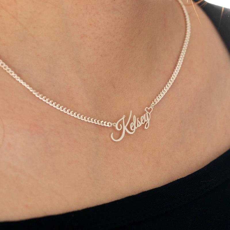 Custom Nameplate Heart Necklace