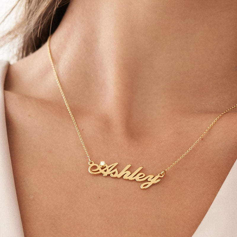 Personalized Nameplate Zirconia Pendant