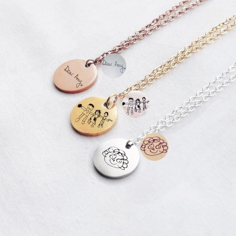 Custom Multiple Children's Drawing Engraved Pendant