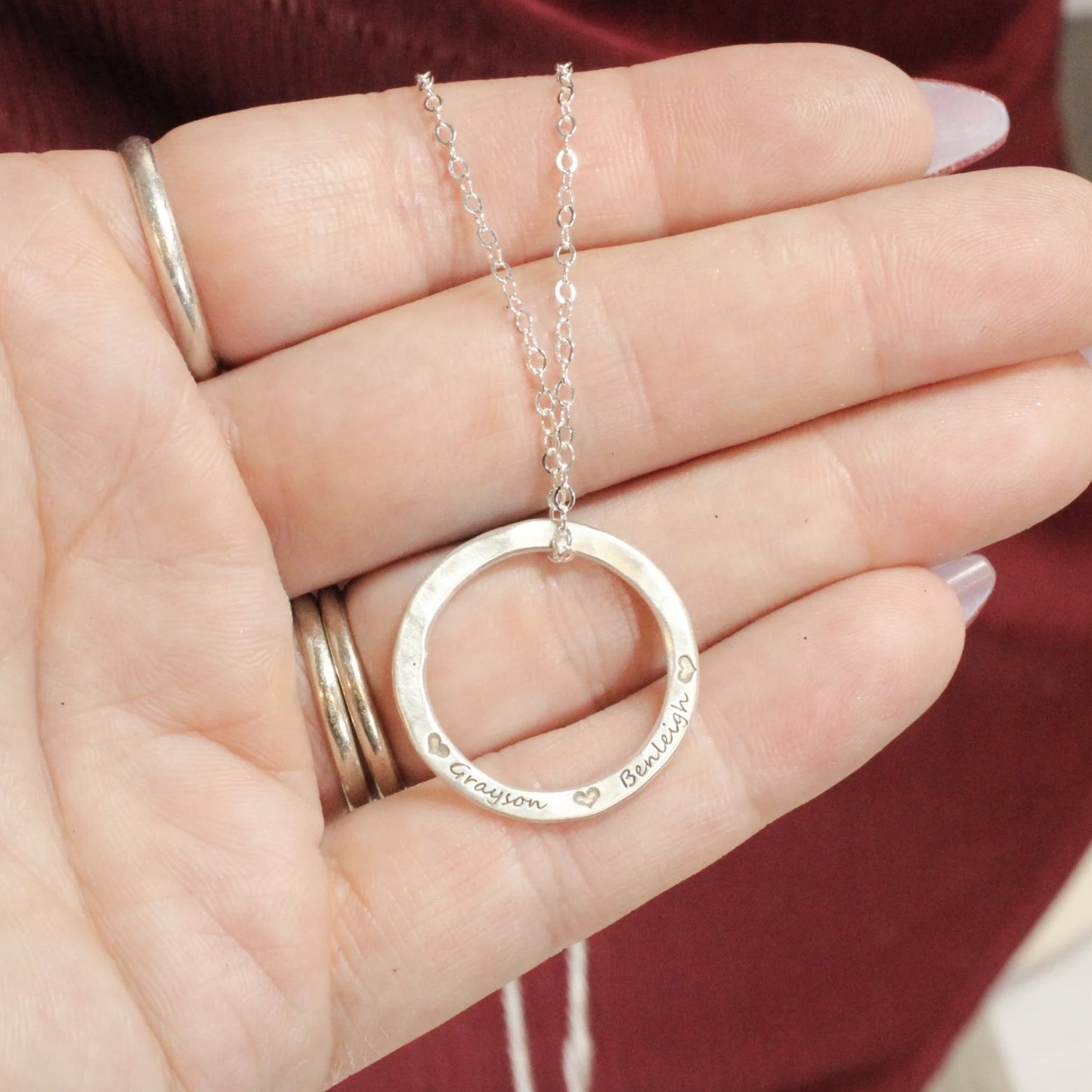 Custom Circle Letters Engraved Pendant