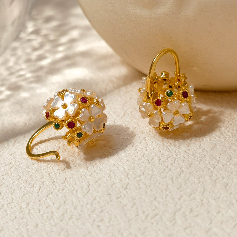 Flower Basket-Shaped Stud Earrings