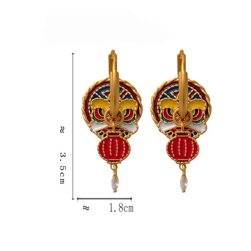 Painted Lion Earrings