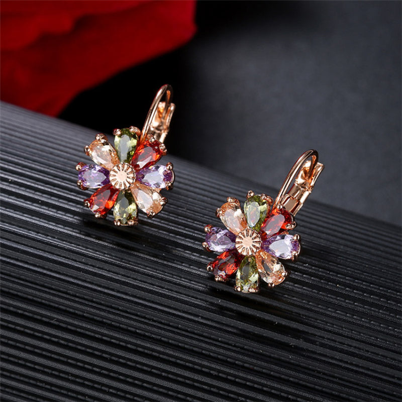 Rainbow Flower Cilp Earrings