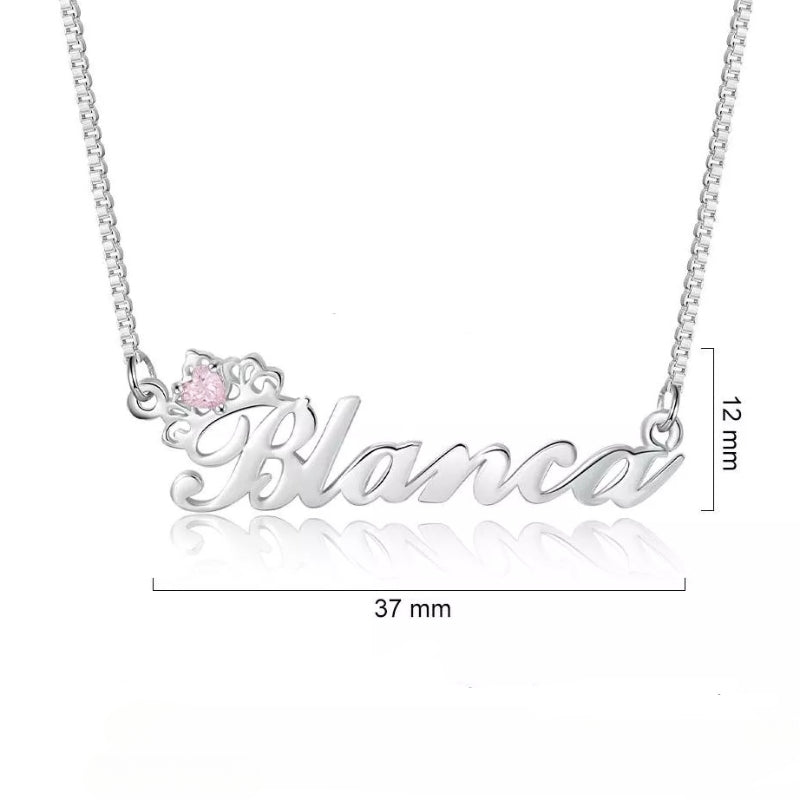 Personalized  Birthstone Zirconia Nameplate Pendant