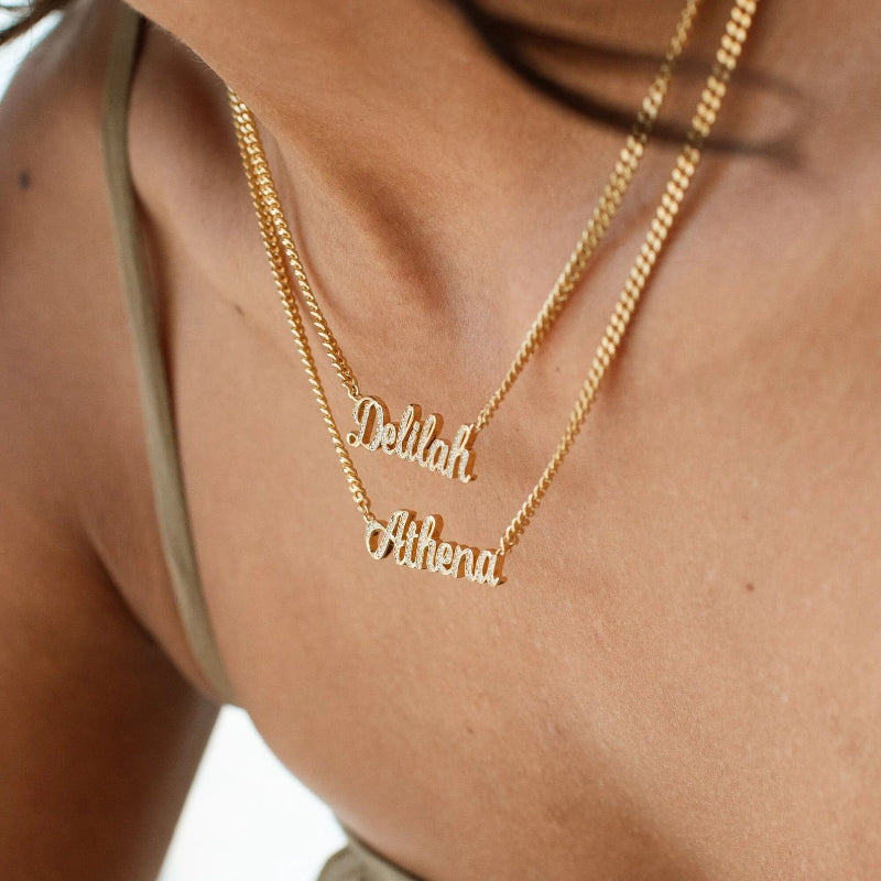 Custom Crystal Nameplate Cuban Link Pendant