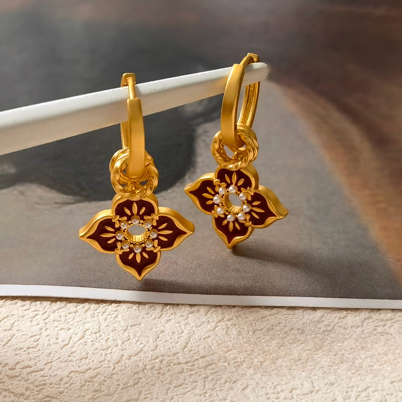 Copper-Plated Gold Vintage-Inspired Drop Earrings