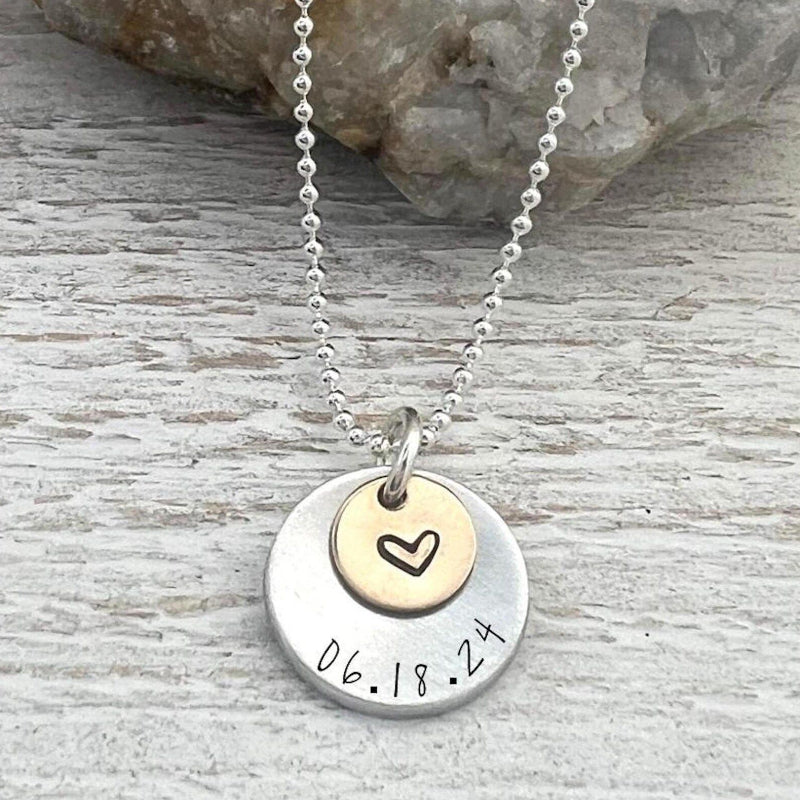 Custom Round Heart and Nameplate Pendant