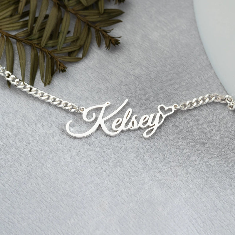 Custom Nameplate Heart Necklace