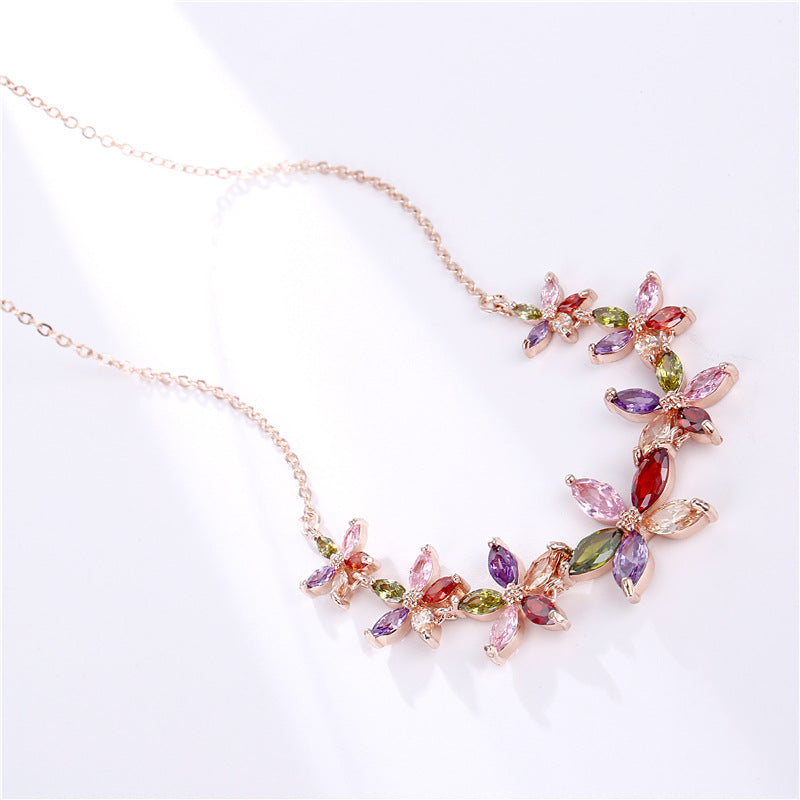 AAA zircon, rose gold plated necklace 