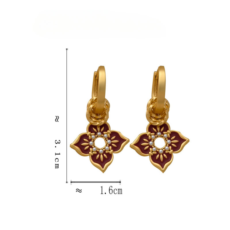 Copper-Plated Gold Vintage-Inspired Drop Earrings