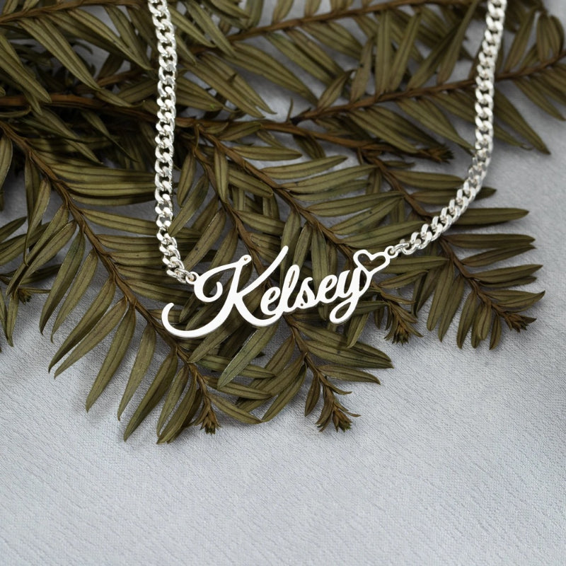 Custom Nameplate Heart Necklace