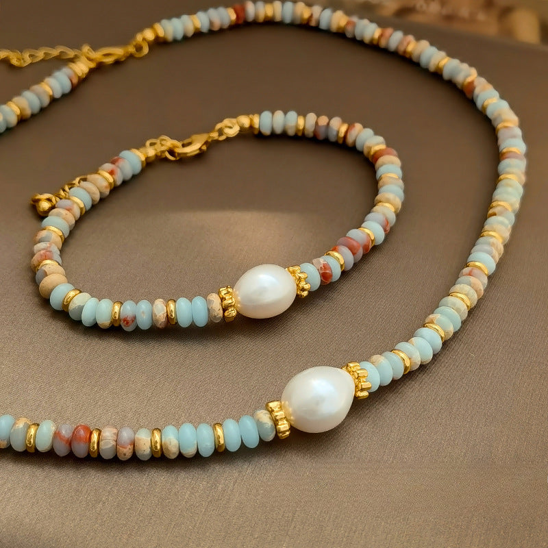 Natural Stone Beaded Hand and Neck Chain