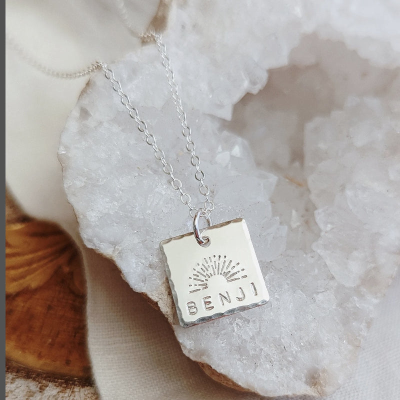 Custom Letter Square Pendant