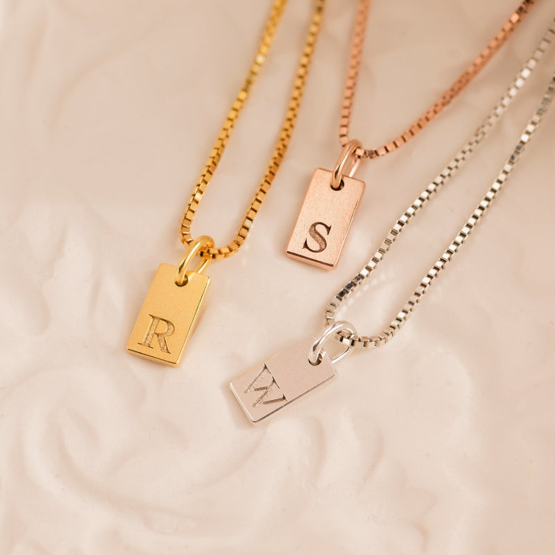 Engraved Alphabet Rectangle Pendant