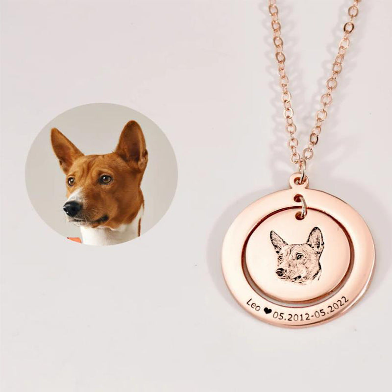 Sterling silver necklace ,Engraved with pet face,Personalized pet accessory ,Nice gift for holiday